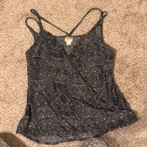 Black and white double strap top